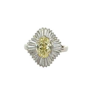 Estate Modern 1.96ct Natural Light Fancy (Center) Diamond Platinum Ring — reverse view