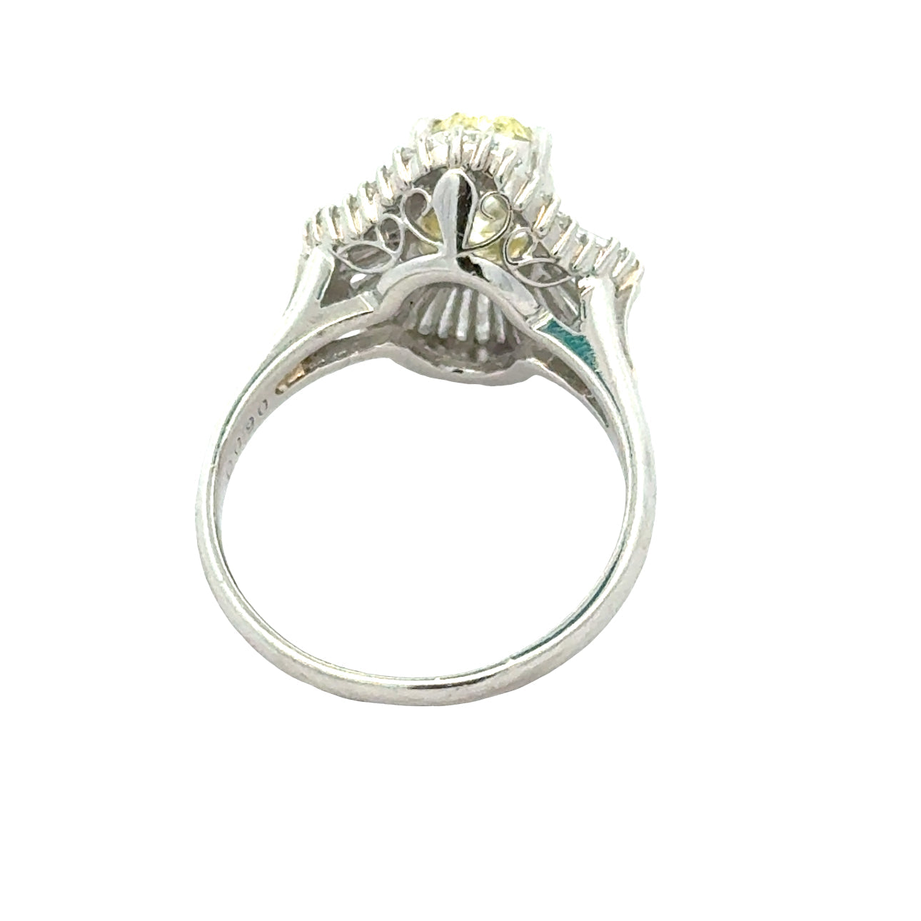 Estate Modern 1.96ct Natural Light Fancy (Center) Diamond Platinum Ring — scale view