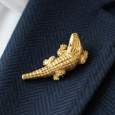 Estate Modern 1980's 18Kt Yellow Gold Alligator Brooch