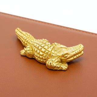 Estate Modern 1980's 18Kt Yellow Gold Alligator Brooch — side view