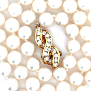 Estate Modern 1990's Japanese Akoya Cultured Pearl and Diamond 18kt Yellow Gold Necklace — detail view