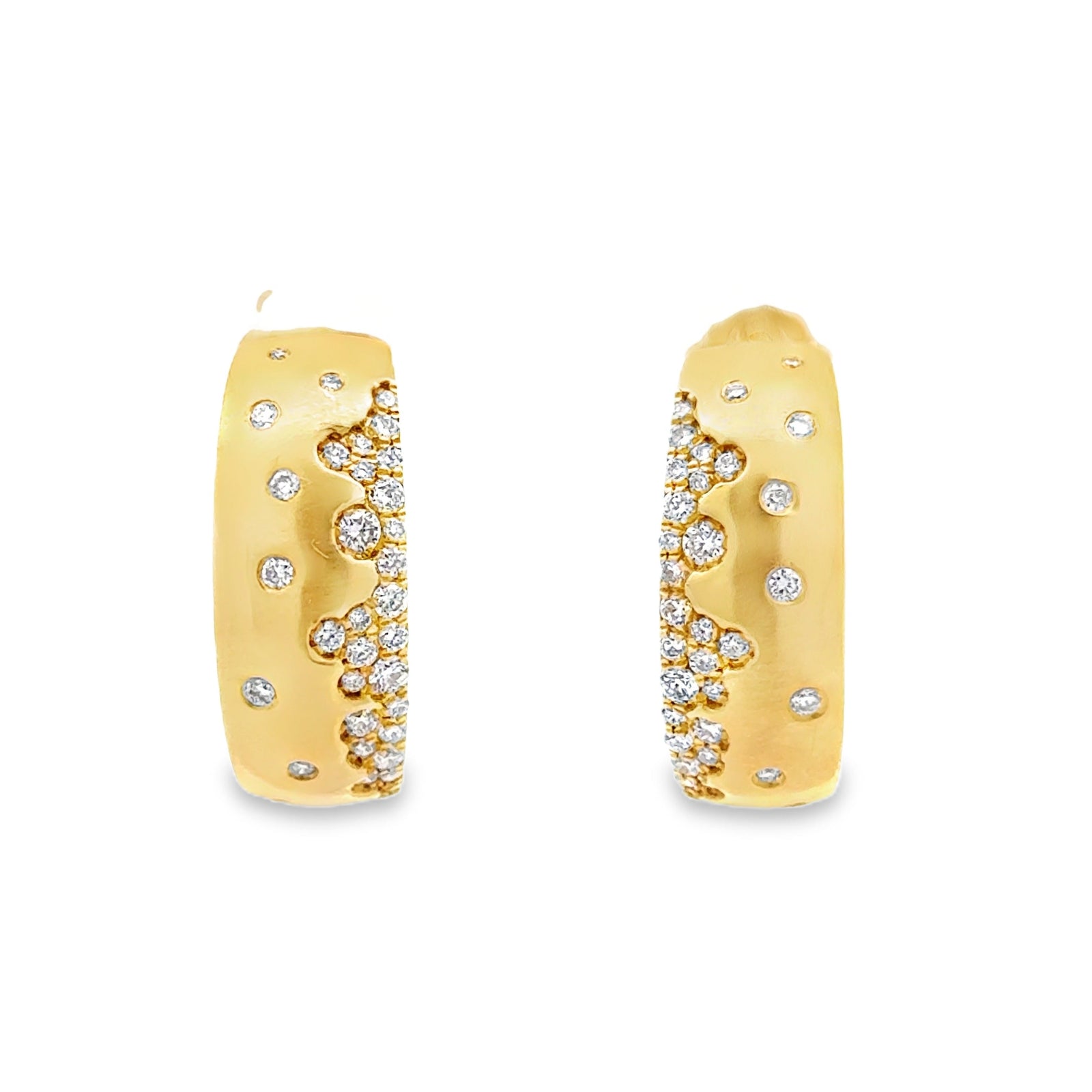 Estate Modern .80 ctw Diamond & 14Kt Yellow Gold Hoop Earrings — side view