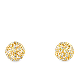 Estate Modern Diamond Filigree 18Kt Yellow Gold Earrings — scale view