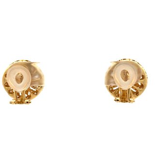 Estate Modern Diamond Filigree 18Kt Yellow Gold Earrings — reverse view
