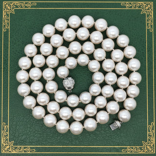 Estate jewelry — Estate Modern 1990's Fine 12.00-12.50mm South Sea Pearl and 5.00ctw Diamond 36" Necklace