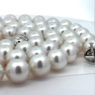 Estate Modern 1990's Fine 12.00-12.50mm South Sea Pearl and 5.00ctw Diamond 36" Necklace — reverse view