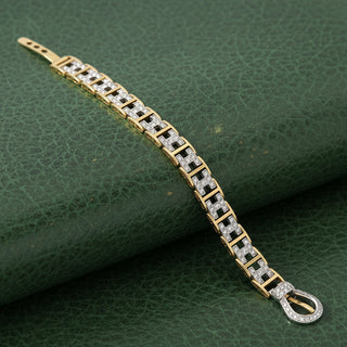 Estate Modern Diamond 18Kt White & Yellow Gold Buckle Bracelet