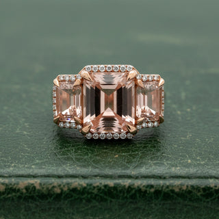 Estate Modern 7.52ctw Morganite and Diamond 18kt Rose Gold Ring