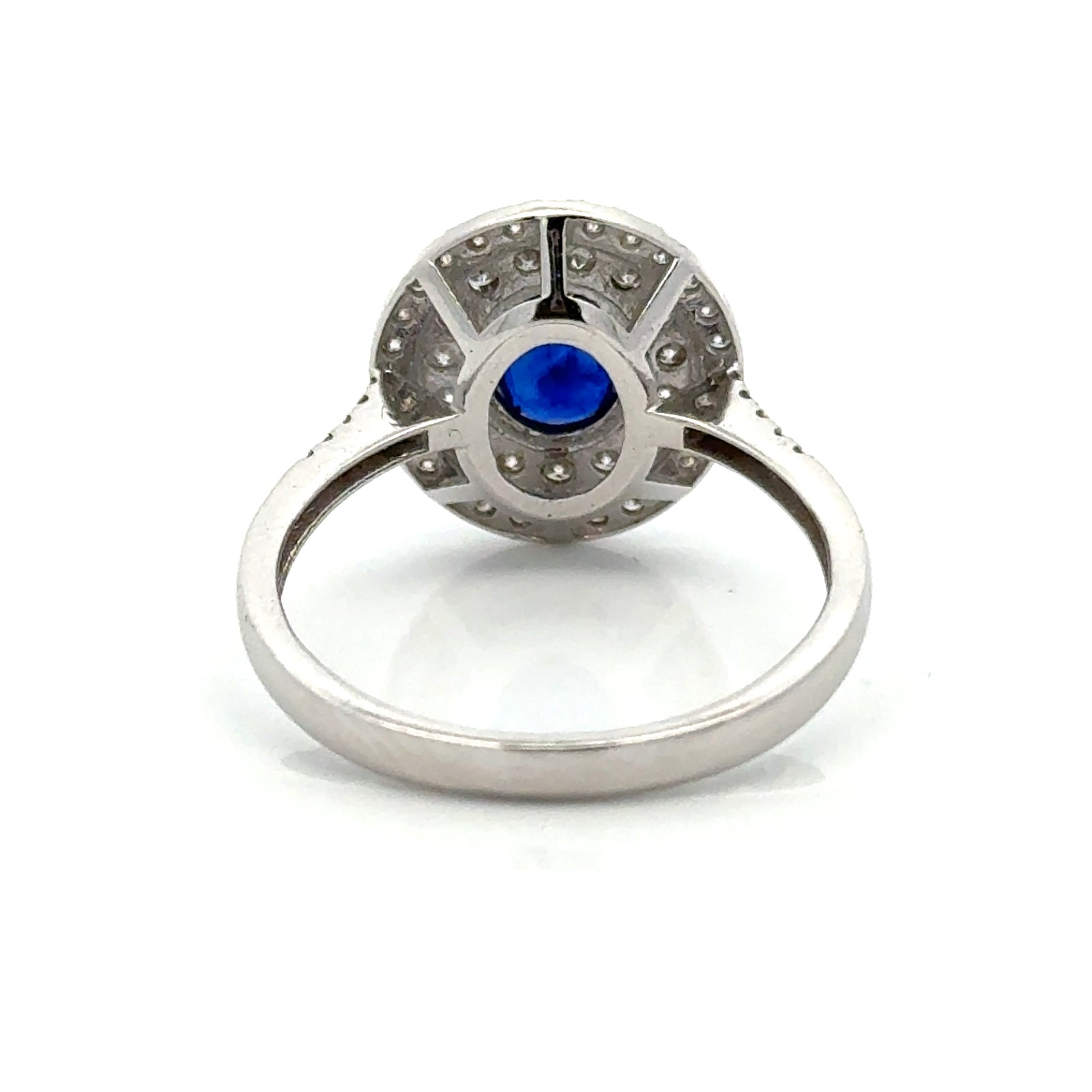 Estate Modern Fine Sapphire and Diamond 14Kt White Gold Ring — detail view