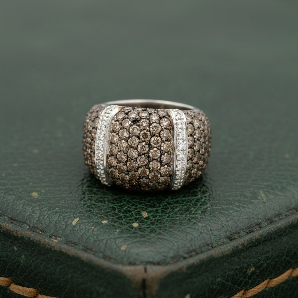 Estate Modern 3.00ctw Cognac & White Diamond 14kt White Gold Ring