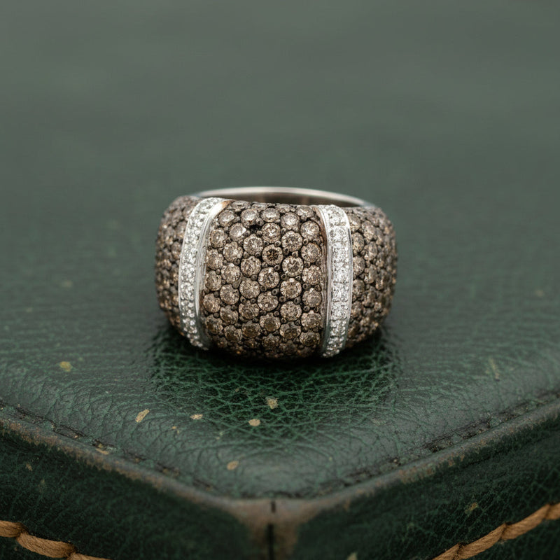 Estate Modern 3.00ctw Cognac & White Diamond 14kt White Gold Ring