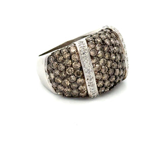 Estate Modern 3.00ctw Cognac & White Diamond 14kt White Gold Ring — reverse view