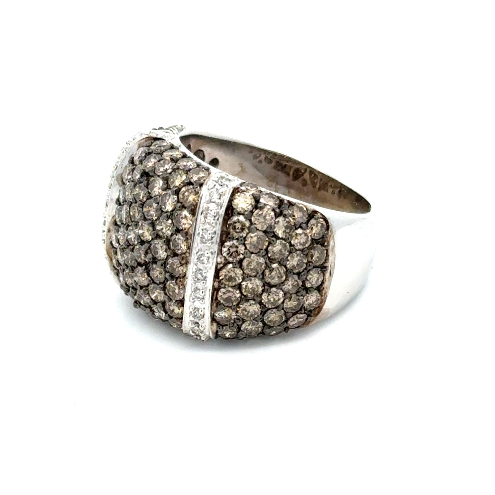 Estate Modern 3.00ctw Cognac & White Diamond 14kt White Gold Ring — scale view