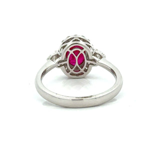 Estate Modern Ruby and Diamond 18K White Gold Ring — scale view