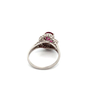 Estate Modern 1960's Ruby and Diamond Platinum Ring — scale view