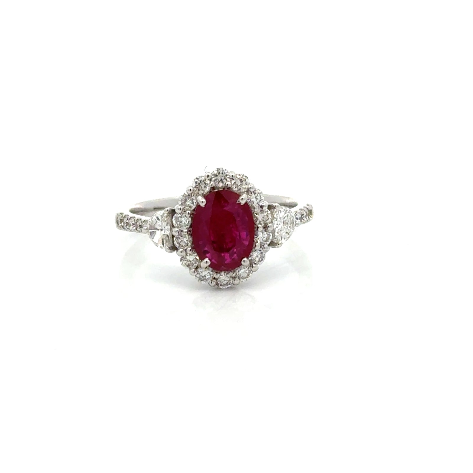 Estate Modern Ruby and Diamond 18Kt White Gold Ring — side view