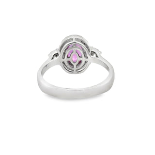 Estate Modern Pink Sapphire and Diamond 18Kt White Gold Ring — alternate view