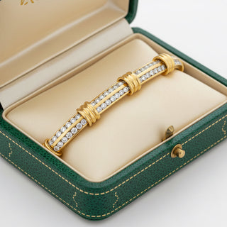 Estate jewelry — Estate Contemporary 4.50ctw Diamond Double Row 14Kt Yellow Gold Bracelet