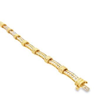 Estate Contemporary 4.50ctw Diamond Double Row 14Kt Yellow Gold Bracelet — scale view
