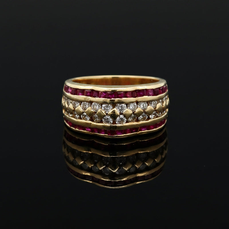 Estate jewelry — Estate Vintage Ruby and Diamond 14K Yellow/White Gold Ring