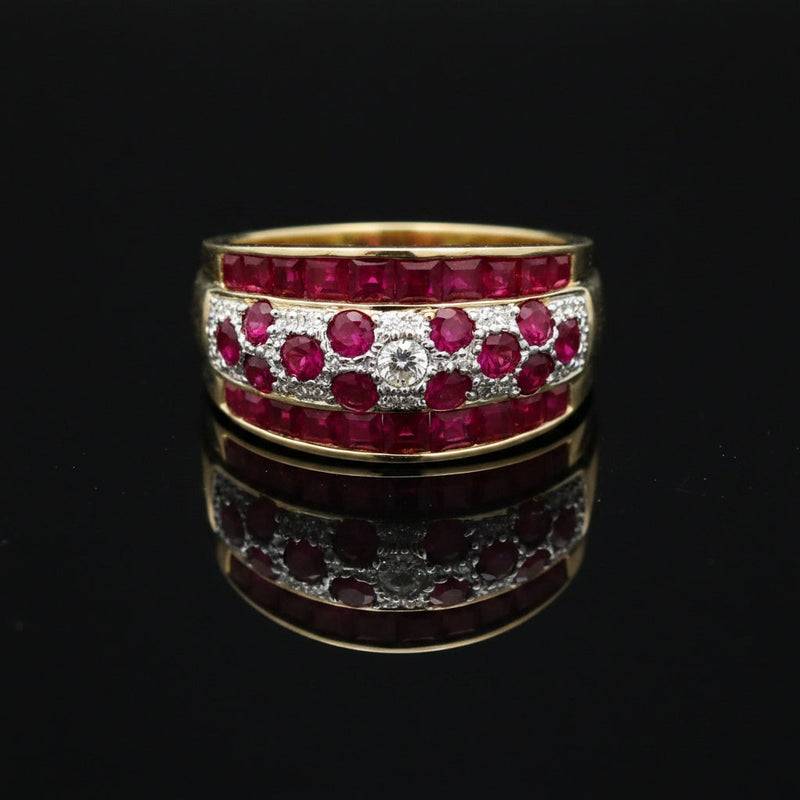 Estate jewelry — Vintage Ruby & Diamond Ring, 2.81 ctw ruby in 14K yellow and white gold