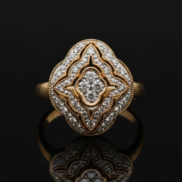Estate jewelry — A Filigree Ring, Marquise, in Yellow Gold, marquise filigree diamond ring in 14K yellow gold