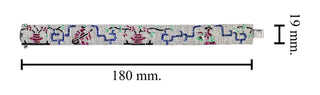 Estate Custom Made Diamond Ruby Emerald Onyx Sapphire 18K White Gold Bracelet — scale view
