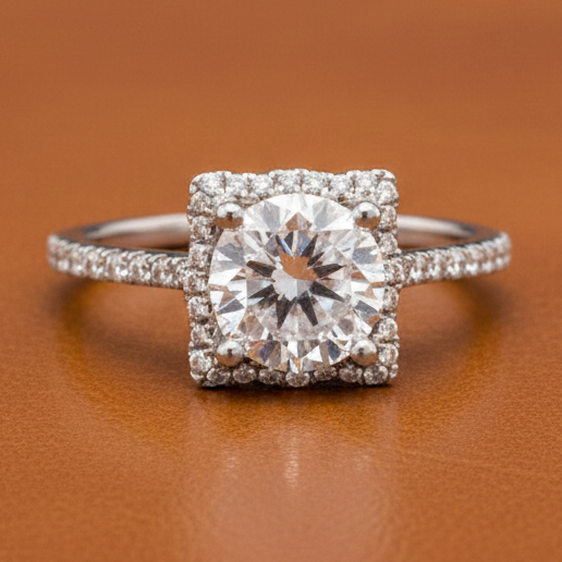 Estate jewelry — Imagine Bridal 14K White Gold Diamond Semi Mount Ring (Cubic Zirconia Center), Diamonds 0.20 ctw