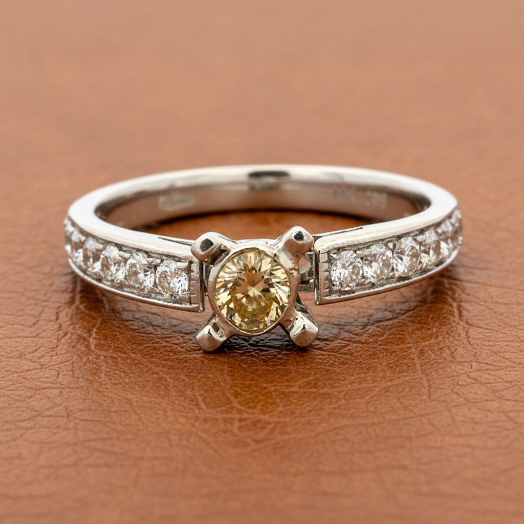 Estate jewelry — Maya Lianna .28ct Natural Fancy Orange Diamond Ring, Fancy Orange Diamond Round 0.28 ct