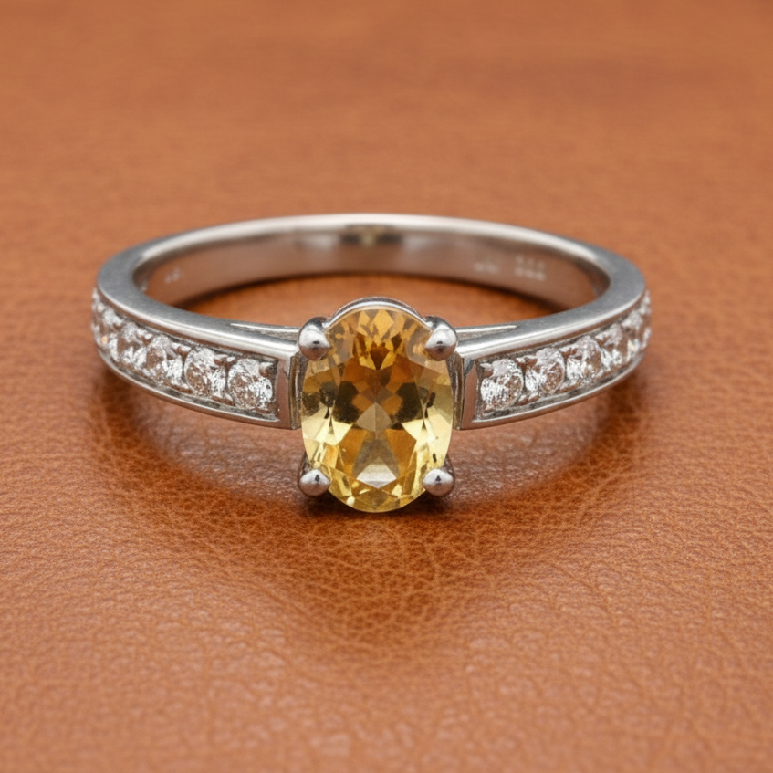 Estate jewelry — Maya Lianna .36 ctw Citrine and Diamond Ring, Diamonds 0.36 ctw H-I color SI1-SI2
