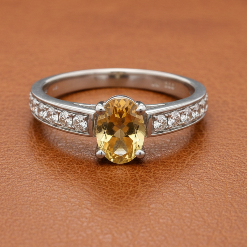 Estate jewelry — Maya Lianna .36 ctw Citrine and Diamond Ring, Diamonds 0.36 ctw H-I color SI1-SI2