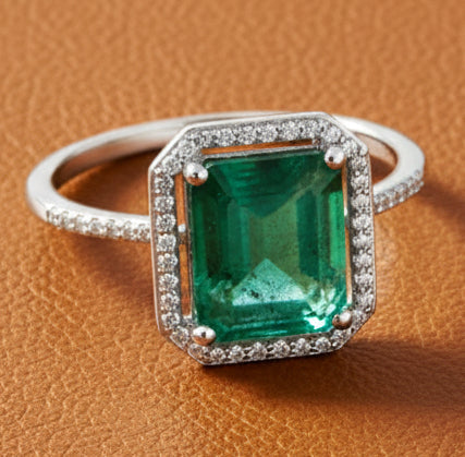 Estate jewelry — Effy Collection - Emerald 2.95ct & Diamond Emerald Cut 18K White Gold Ring, 18K White Gold 3.93 g