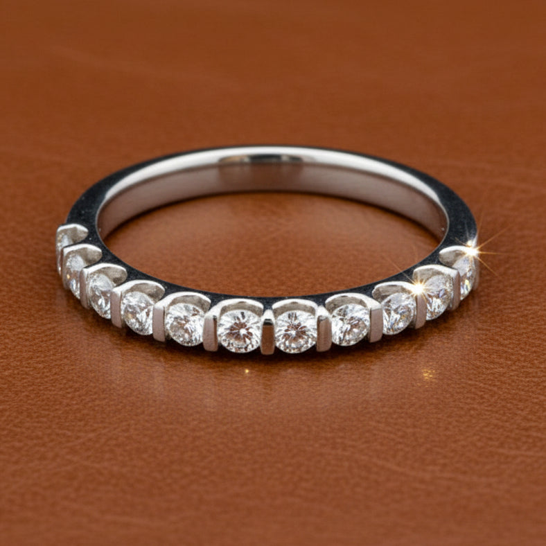 Estate jewelry — Maya Lianna 0.38 Ctw. Diamond and 14K White Gold Wedding Band, Diamonds 0.38 ctw H-I color SI1-SI2