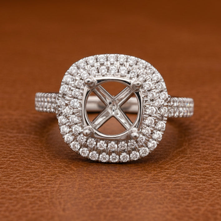 Estate jewelry — Martin Flyer Diamond and 14K White Gold Semi Mount Ring, Diamonds 0.52 ctw