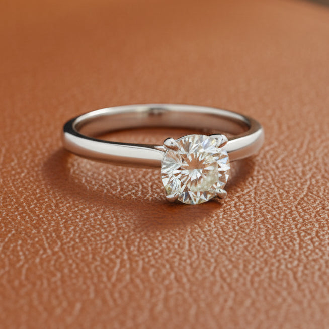 Estate jewelry — Diamond and 14K White Gold Solitaire Engagement Ring, 14K White Gold