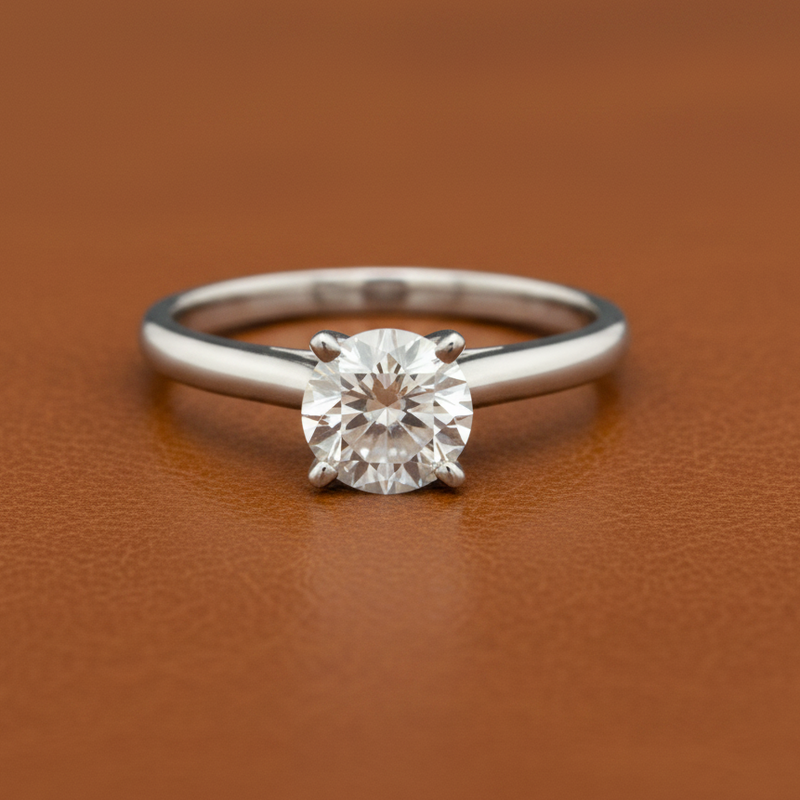 Estate jewelry — Diamond and 14K White Gold Solitaire Ring, Diamonds 0.80 ctw G color SI3