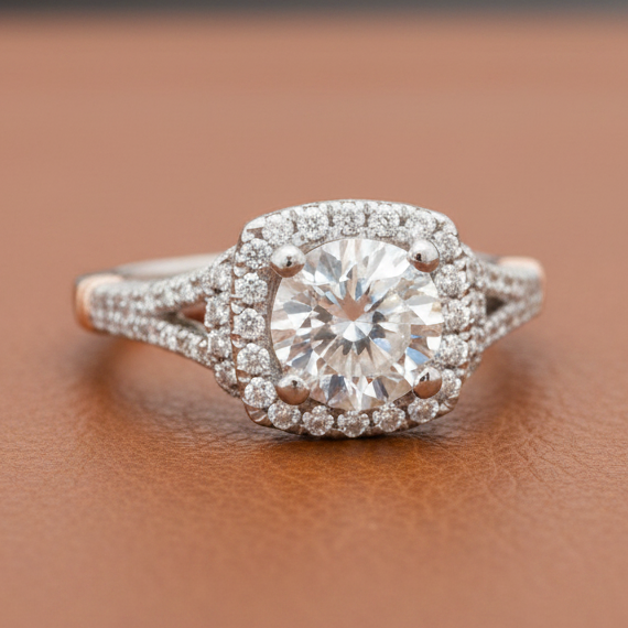 Estate jewelry — Verragio .35 ctw Diamond and 14K White and Rose Gold Ring, Diamonds 0.35 ctw