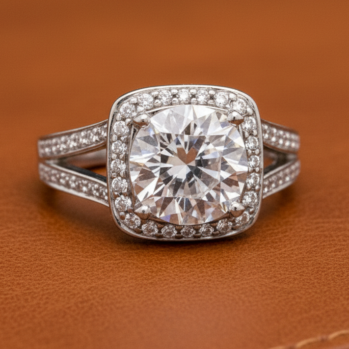 Estate jewelry — Ritani .43 ctw Diamond and 18K White Gold Semi Mount Ring, Diamonds 0.43 ctw