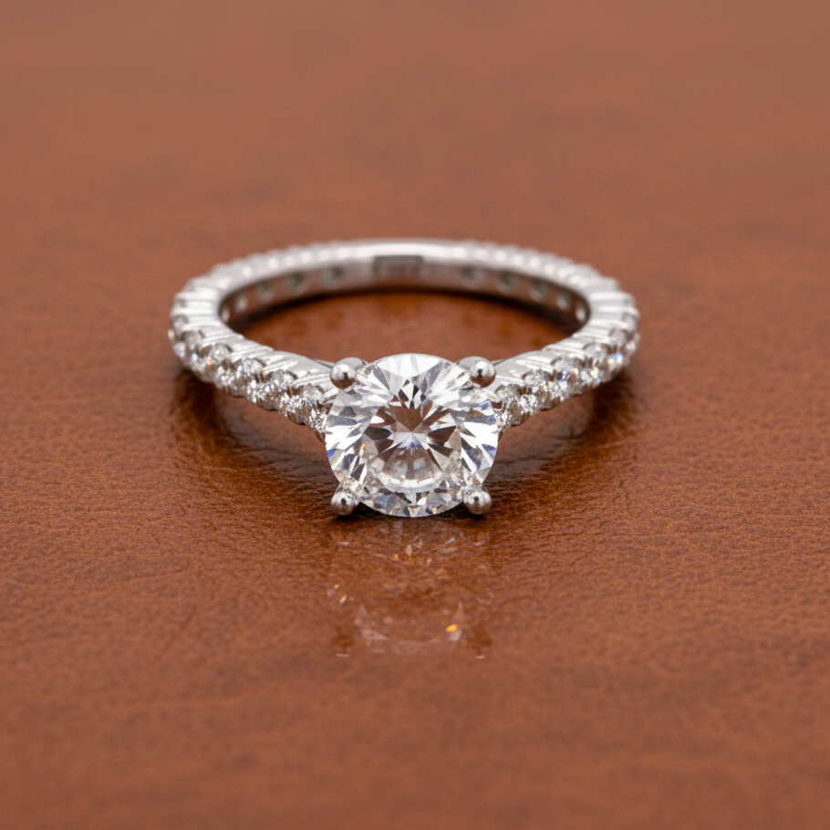 Estate jewelry — Joshua J .91 ctw Diamond and 18K White Gold Semi Mount Ring, Diamonds 0.91 ctw