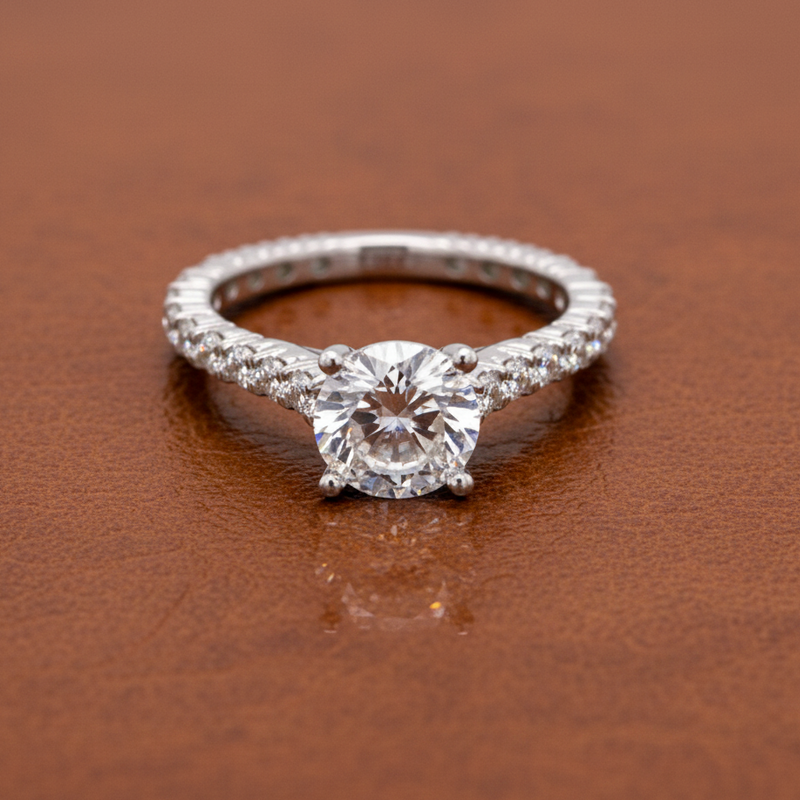 Estate jewelry — Joshua J .91 ctw Diamond and 18K White Gold Semi Mount Ring, Diamonds 0.91 ctw
