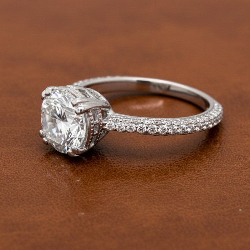 Estate jewelry — Jude Frances .72 ctw Diamond and 18K White Gold Semi Mount Ring, Diamonds 0.72 ctw