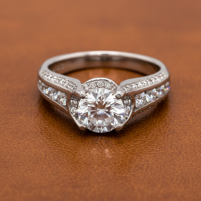 Estate jewelry — Verragio 1.33 ctw Diamond and 18K White Gold Semi Mount Ring, Diamonds 1.33 ctw