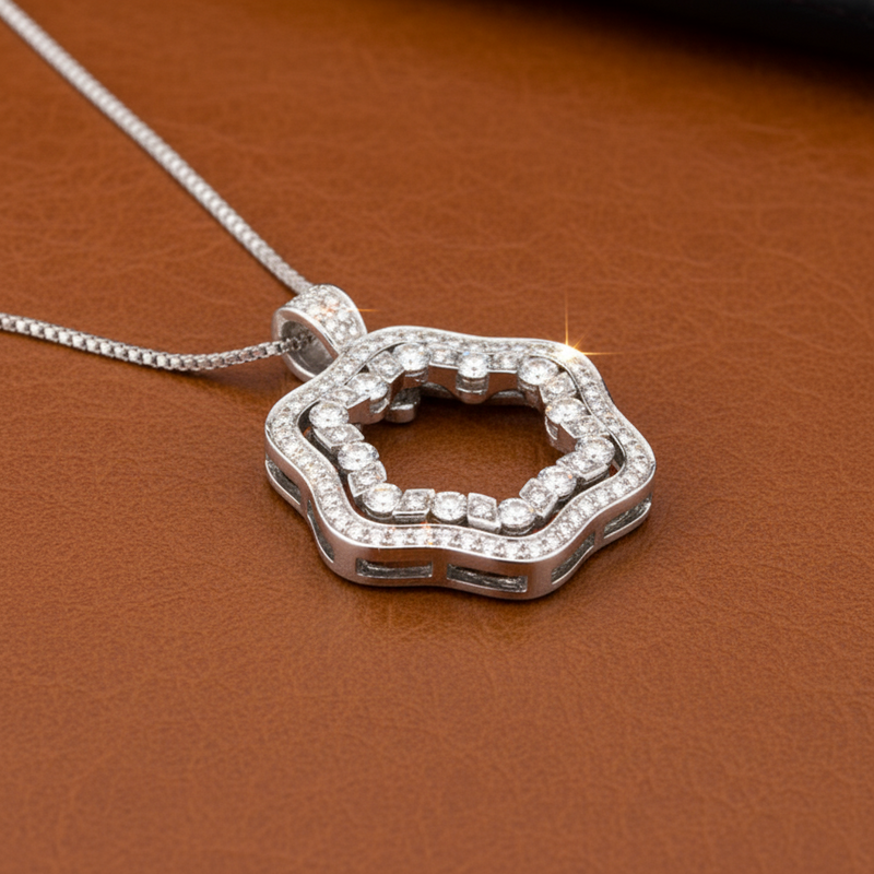 Estate jewelry — Damiani Diamond and 18K White Gold Pendant With Chain, Diamonds 1.39 ctw
