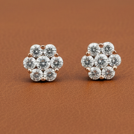 Estate jewelry — Maya Lianna 1.00 ctw Diamond Flower Cluster Earrings, Diamonds 1.00 ctw