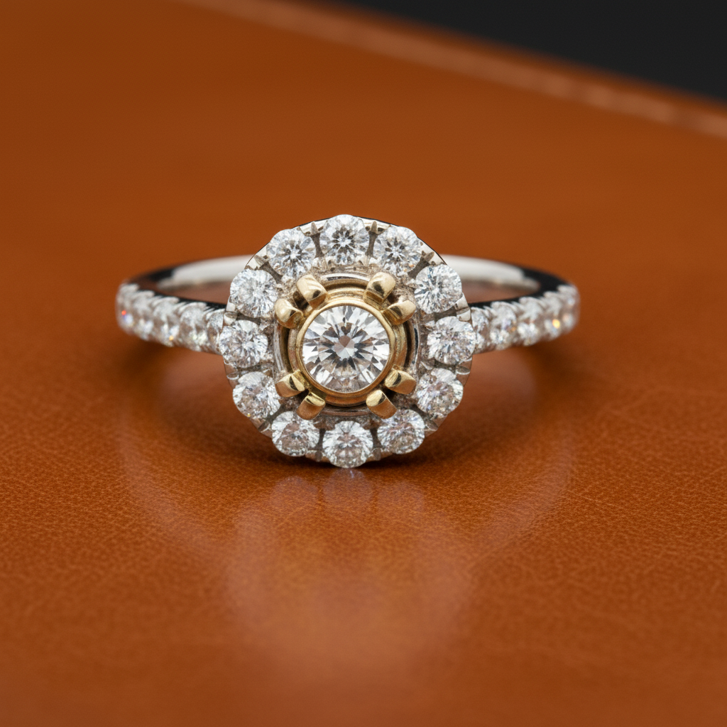 Estate jewelry — Maya Lianna 1.07 ctw Diamond Halo Ring, Diamonds 0.80 ctw G-H color SI1-SI2