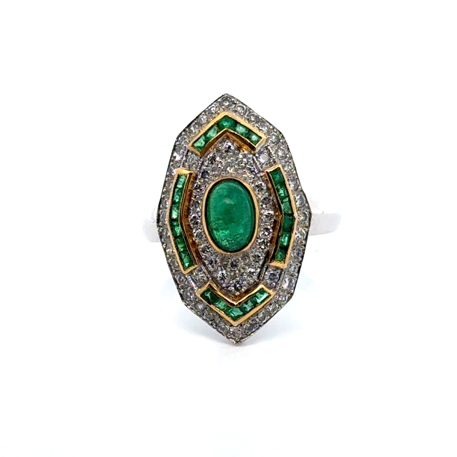 Estate jewelry — An Emerald Halo, in White Gold, Emerald, oval/pear cut, 1.00 cttw
