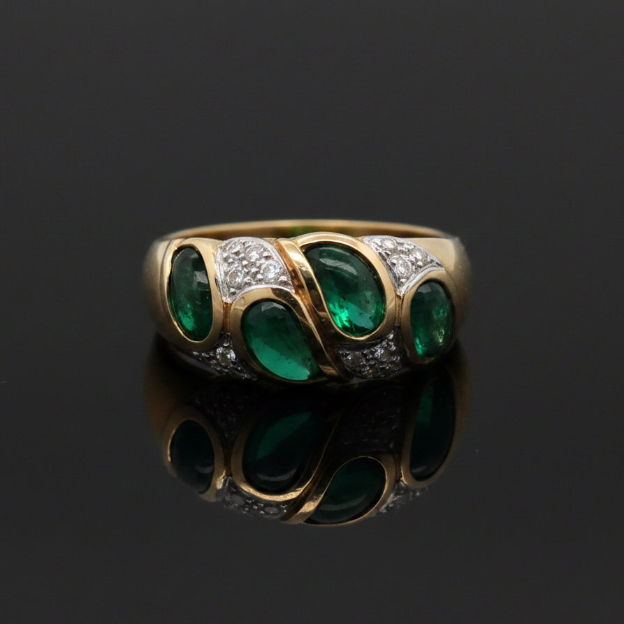 An Emerald Wave, in Two-Tone Gold — Emerald, pear/square cut, 1.60 cttw (4 stones)