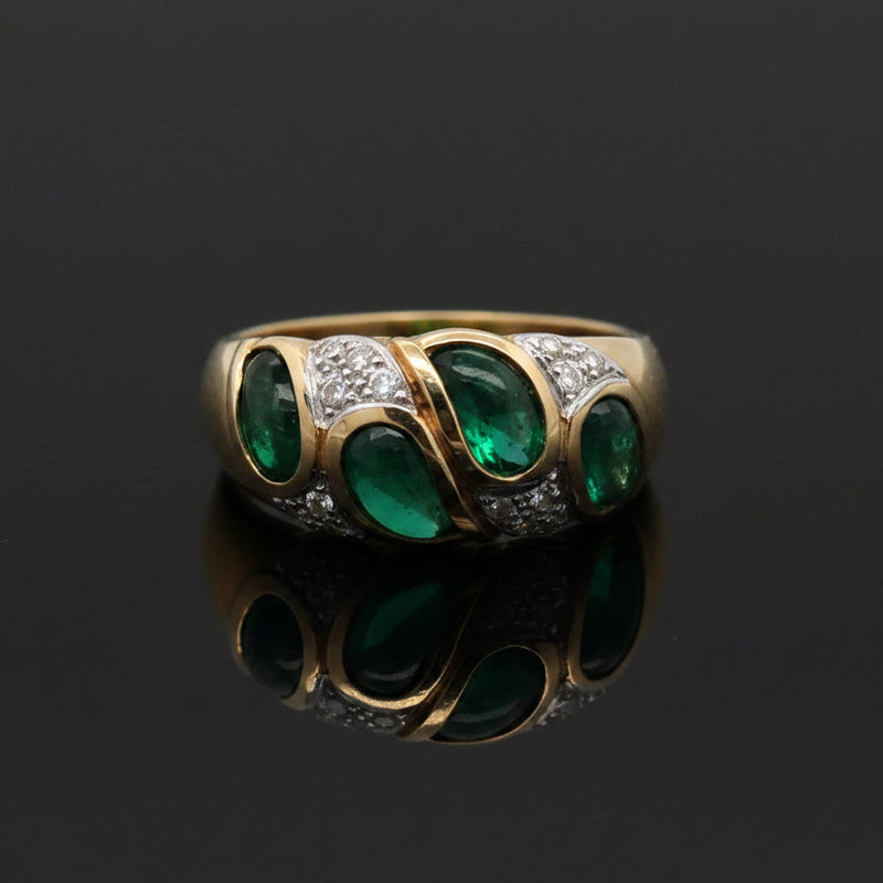 An Emerald Wave, in Two-Tone Gold — Emerald, pear/square cut, 1.60 cttw (4 stones)