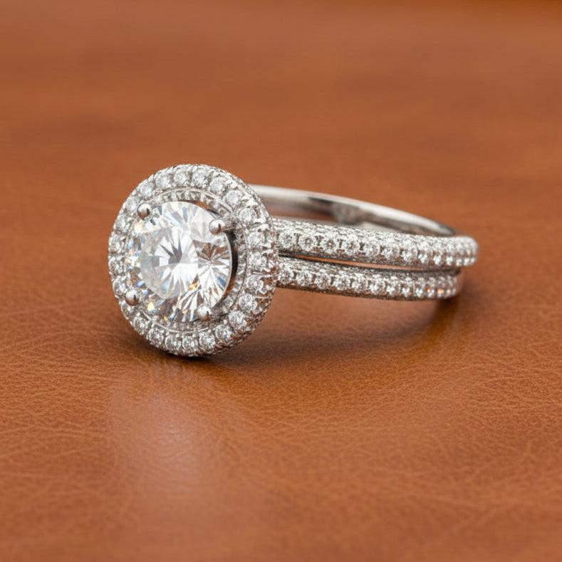 Estate jewelry — Beverley K Diamond and 18K White Gold Semi Mount Bridal Set Rings, Diamonds 1.92 ctw