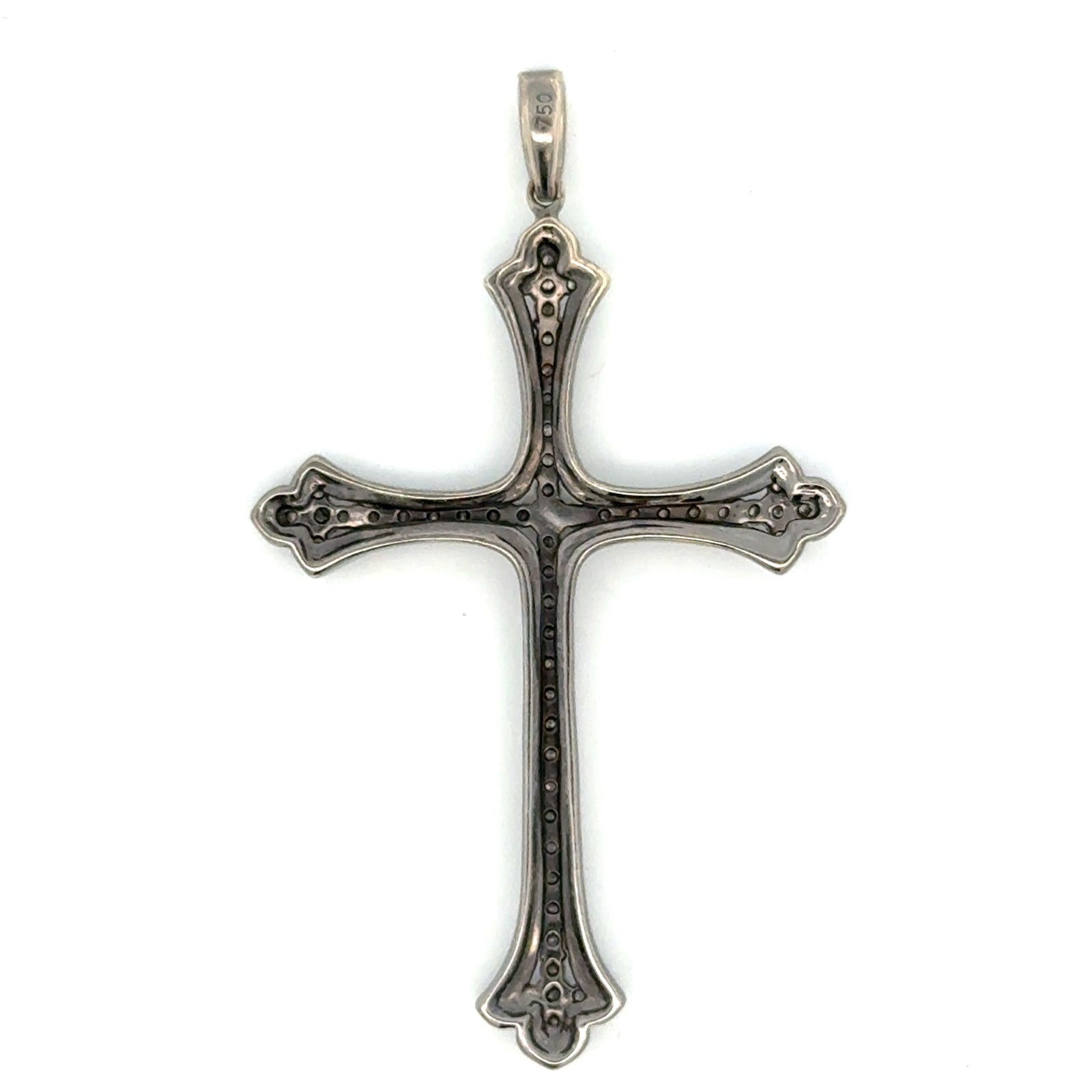 Estate jewelry — Estate Contemporary Diamond 18Kt White Gold & Black Rhodium Cross Pendant
